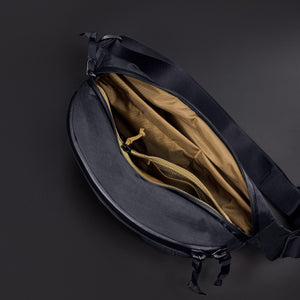 CIVIC Access Sling 2L in X-Pac Black and Coyote Brown - drop in pockets internal organization