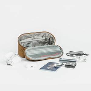 CIVIC Access Pouch 2L in Coyote Brown - open and unpacked