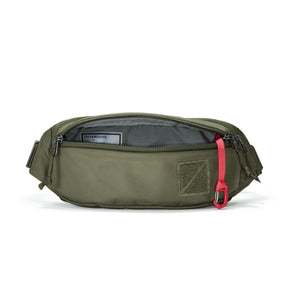 CIVIC Access Sling 2L - CAS2 in OD Green - front wide opening pocket with key leash