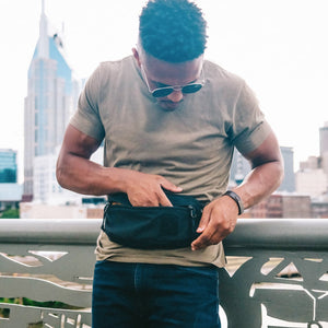 CIVIC Access Sling 2L in Solution Dyed Black - front quick access pocket