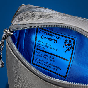CIVIC Access Sling 2L in Gravel Gray - Ultra - blue flame lining with style label