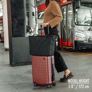 CIVIC Daily Tote 24L in Solution Dyed Black - CDT24 - luggage pass through on roller suitcase