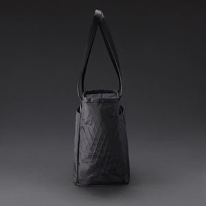 CIVIC Daily Tote 24L in X-Pac Black and Coyote Brown - side profile with magnetic handles