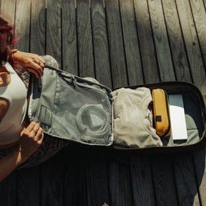 CIVIC Panel Loader 16L CPL16 in OD Green - panel loading opening loadout on wooden deck