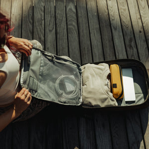 CIVIC Panel Loader 16L CPL16 in OD Green - panel loading opening loadout on wooden deck