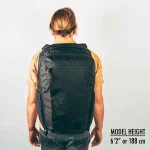 CIVIC Travel Bag 35L in solution dyed black on model