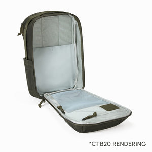 Civic Travel Bag 20L in Waxed Olive open