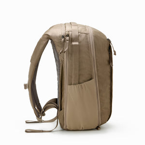 CIVIC Travel Bag 20L in Fossil Brown - side water bottle pockets