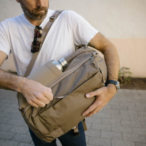 CIVIC Travel Bag 20L in Fossil Brown - Side access pocket quick access