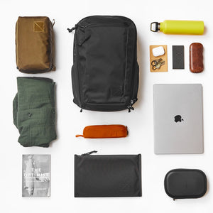 CIVIC Travel Bag 20L in Solution Dyed Black - gear laydown