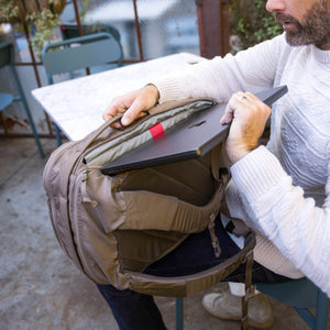 CIVIC Travel Bag 26L in Fossil Brown - laptop padded sleeve