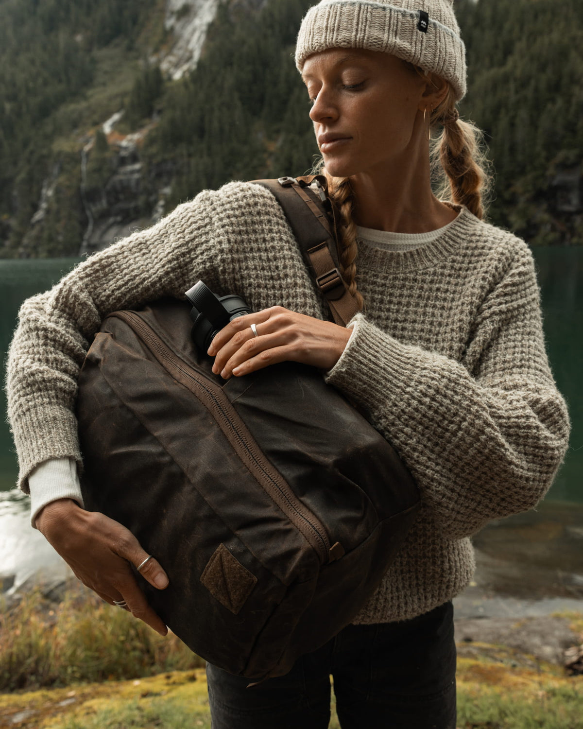 CIVIC Travel Bag - Waxed Canvas Utility Water Bottle Pockets
