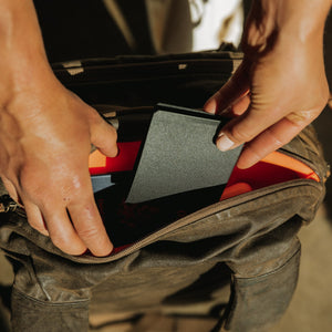 ELEMENT Bifold Wallet - EBW - Solution Dyed Black - lifestyle - fits in backpack yoke pocket