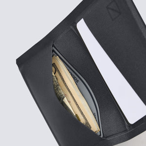 ELEMENT Card Wallet - Solution Dyed Black - Minimalist Wallet - Cash Pocket Detail