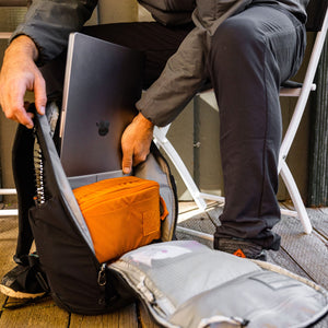 Mountain Panel Loader 22L in Solution Dyed Black, laptop pocket