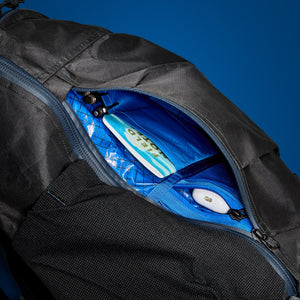 MOUNTAIN Panel Loader 22L in Black Magic - Ultra - Blue Flame internal lining side-access pocket with drop-in organization