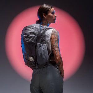 MOUNTAIN Panel Loader 22L in Gravel Gray - Ultra - worn on model's back