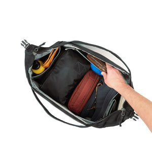 Transit Duffel 35L in Black internal security pocket