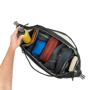 Transit Duffel 35L in Black internal water bottle pocket