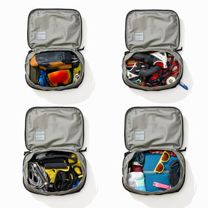 Transit Packing Cube 10L in Black - packed as a gear cube - climbing, gym, bike, snow