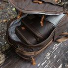 CIVIC Access Pouch 0.5L Waxed Canvas Tan inside backpack