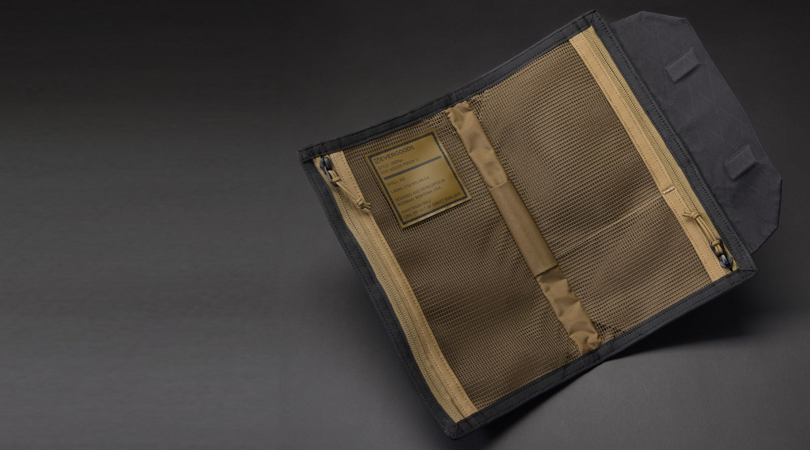 CIVIC Access Pouch 1L in X-Pac Black and Coyote Brown - Open Flat Design