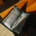 CIVIC Access Pouch 1L in Dark Navy Konbu - open on desk everyday loadout