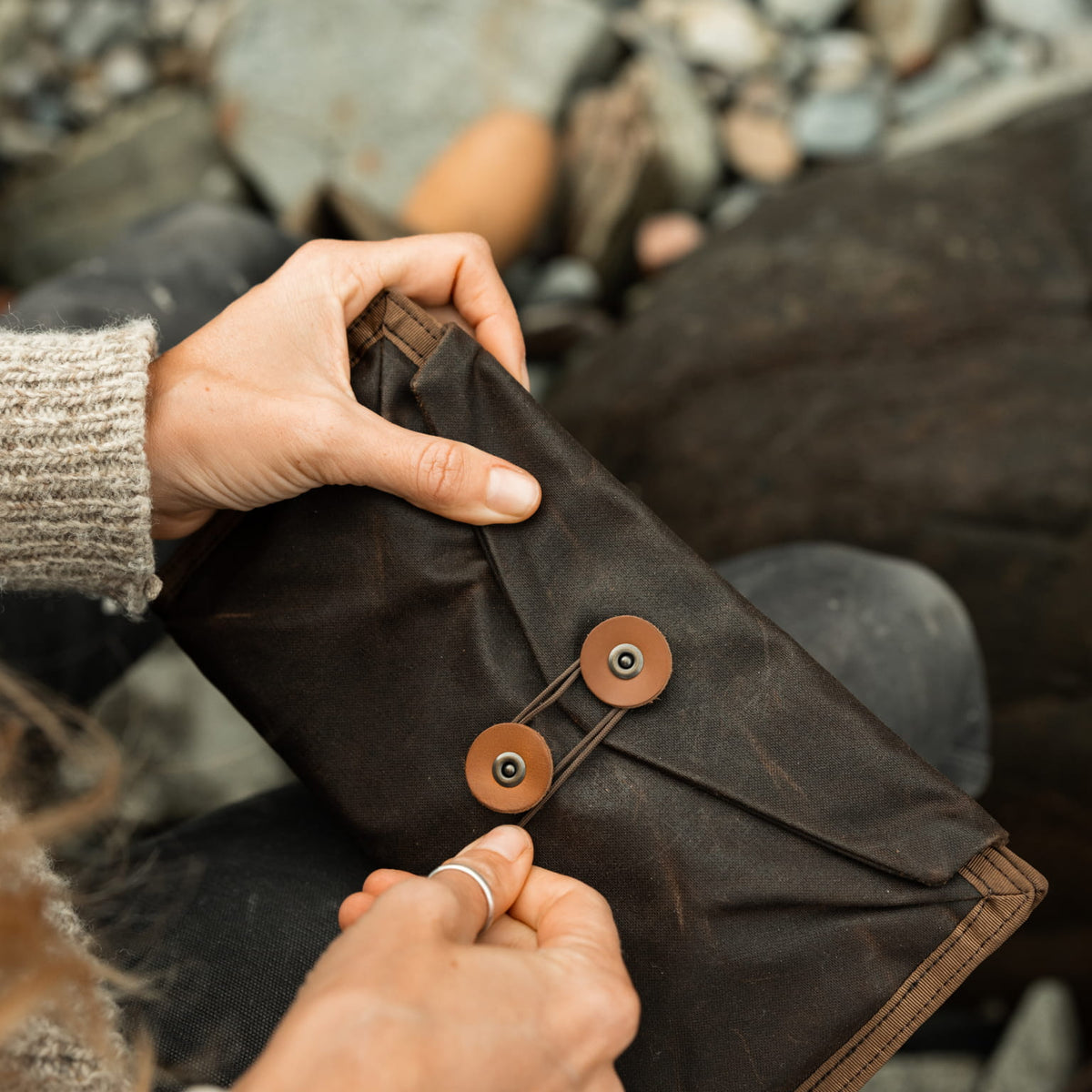 CIVIC Access Pouch 1L Waxed Canvas Closure