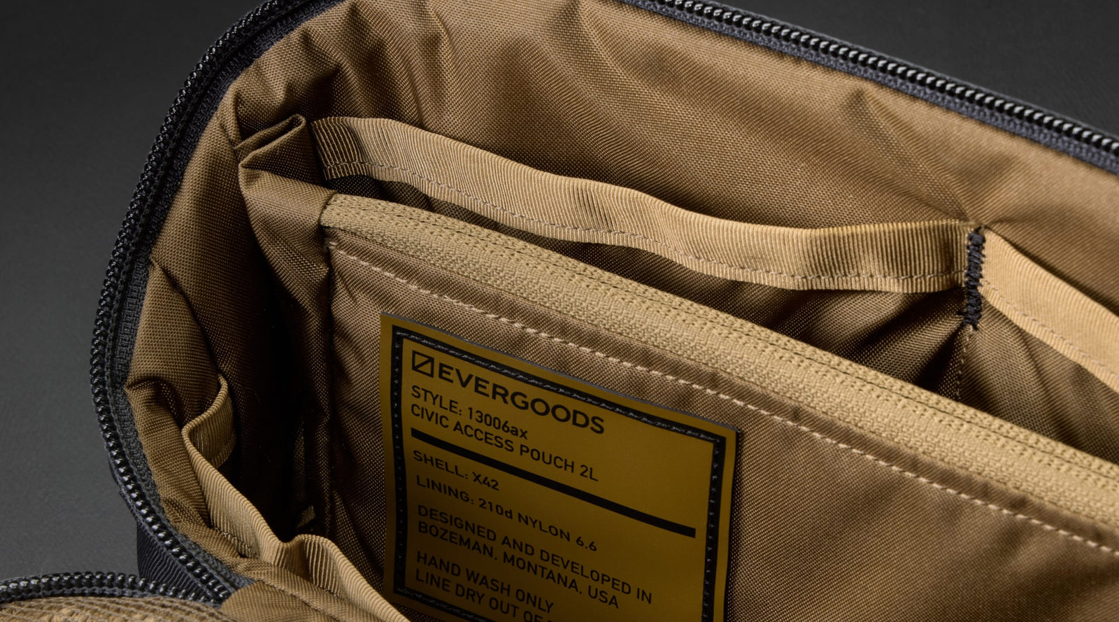CIVIC Access Pouch 2L in X-Pac Black and Coyote Brown - CAP2 - Coyote Brown Interior Lining