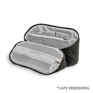 civic access pouch 2L in waxed olive open