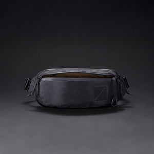 CIVIC Access Sling 2L in X-Pac Black and Coyote Brown - wide open access front pocket