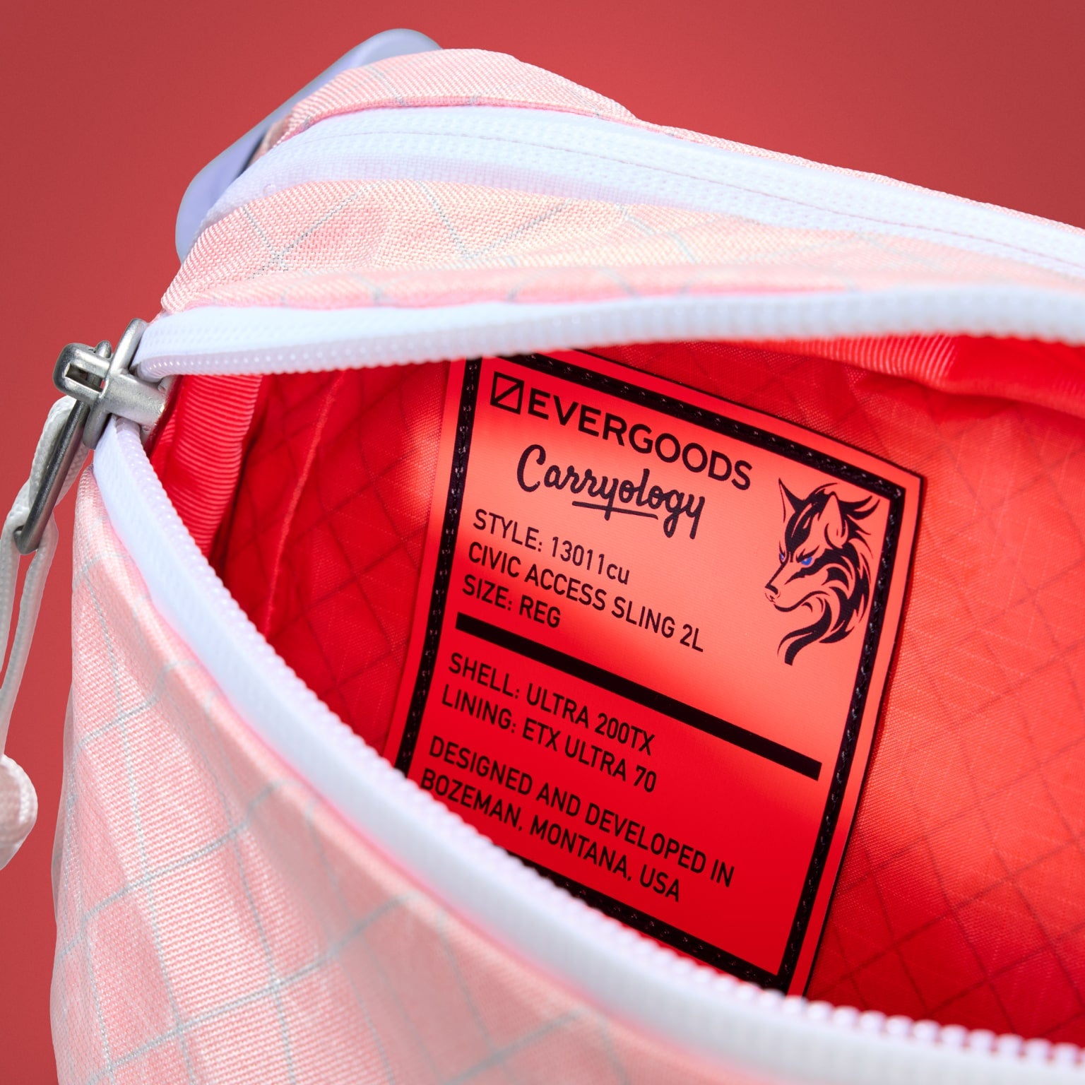 CIVIC Access Sling 2L in Arctic Kludde - Ultra - electric coral lining + style label