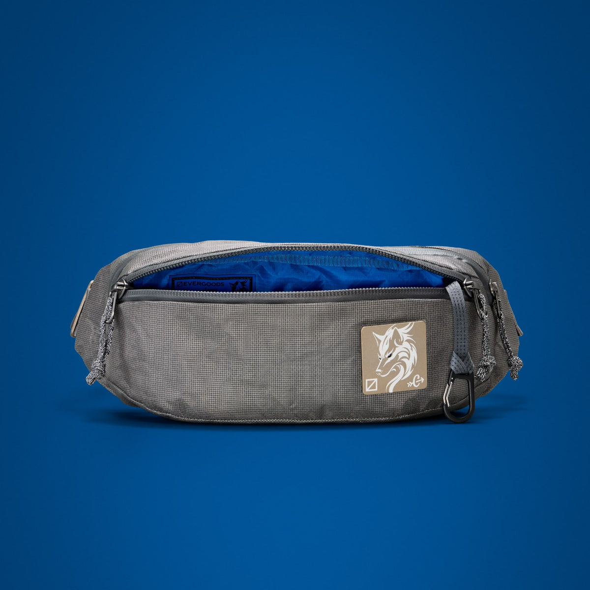 CIVIC Access Sling 2L in Gravel Gray - Ultra - front compartment open with aluminum key hook