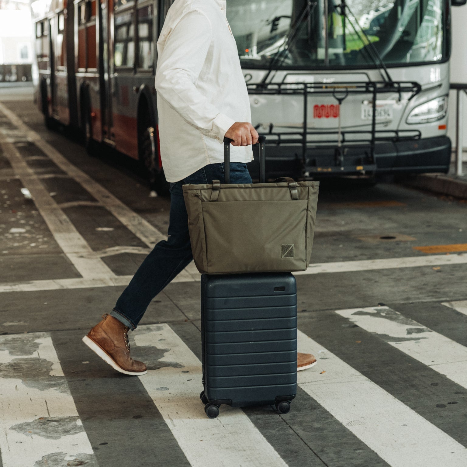CIVIC Daily Tote 24L in OD Green - CDT24 - luggage pass-through carry at bus terminal [13024a-ODG]