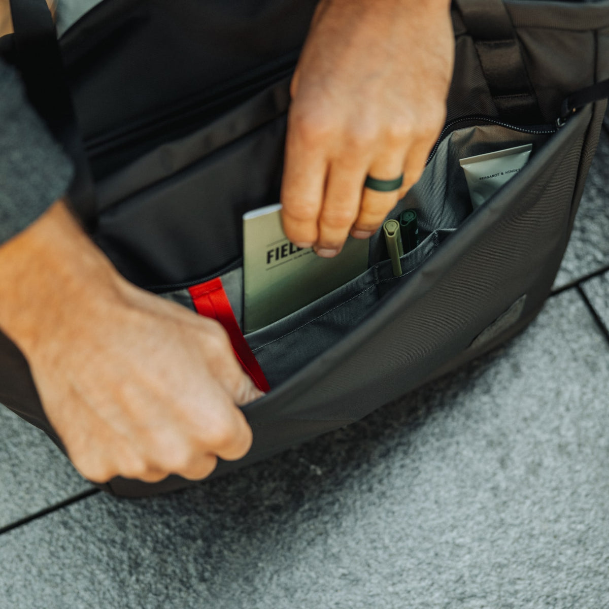 CIVIC Daily Tote 24L in Solution Dyed Black - CDT24 - side drop in pockets, notebook size