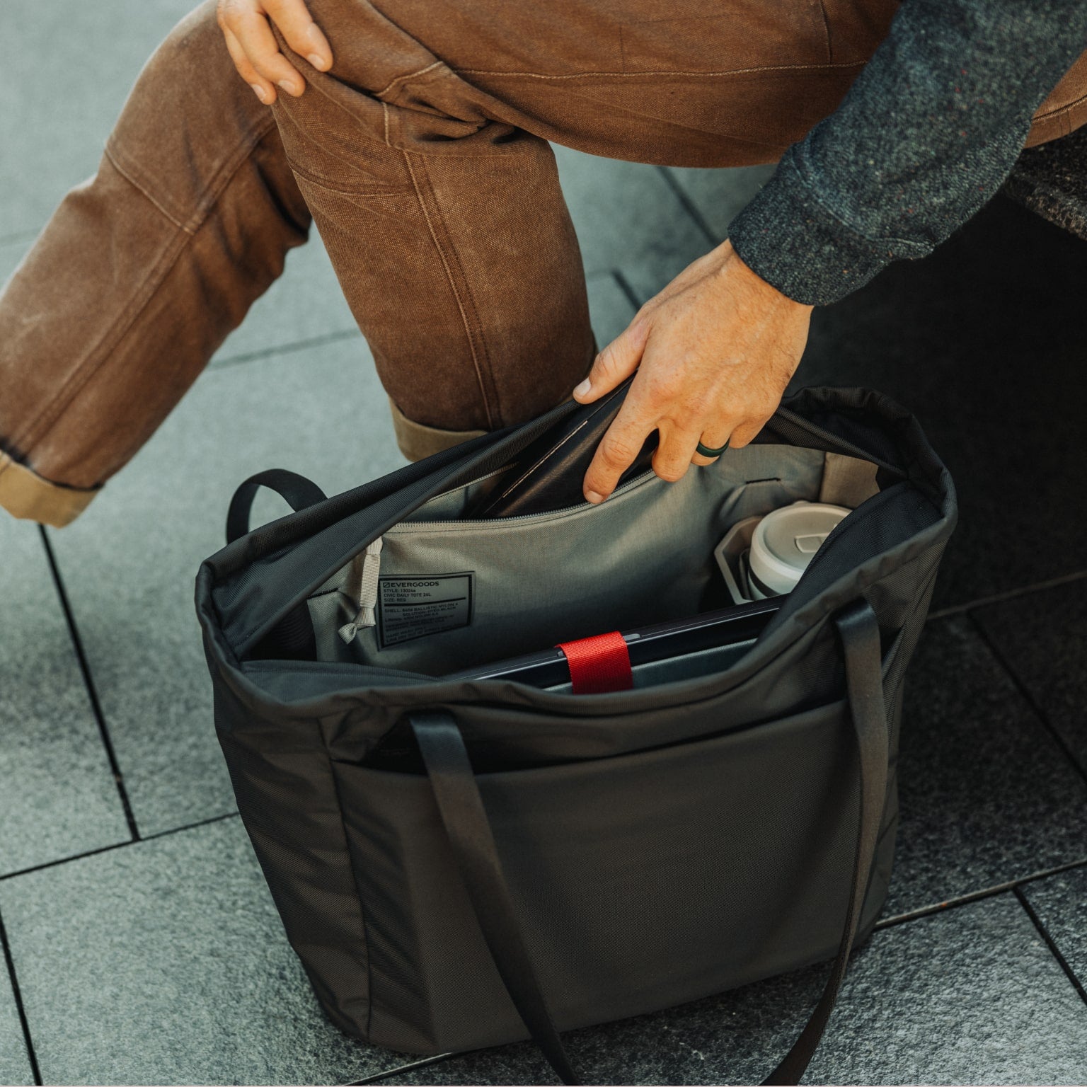 CIVIC Daily Tote 24L in Solution Dyed Black - CDT24 - hidden security pocket [13024a-SBK]