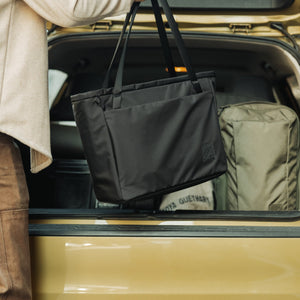 CIVIC Daily Tote 24L in Solution Dyed Black - CDT24 - placed in back of trunk 