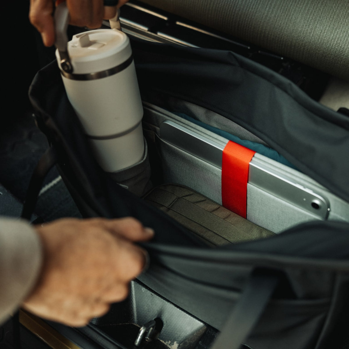 CIVIC Daily Tote 24L in Solution Dyed Black - CDT24 - water bottle pockets and ipad sleeve