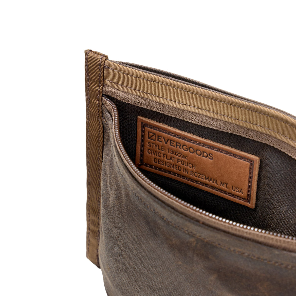CIVIC Flat Pouch - Waxed Canvas Tan Style Label