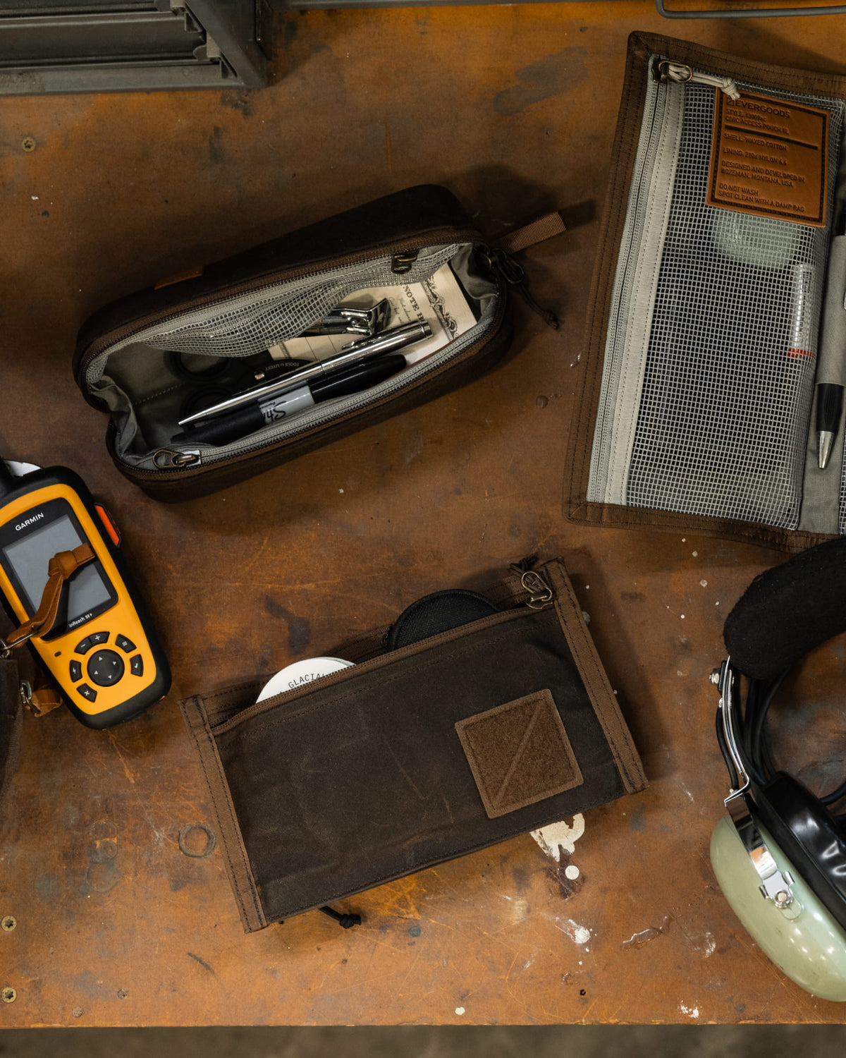 CIVIC Flat Pouch - Waxed Canvas Aviation Tools