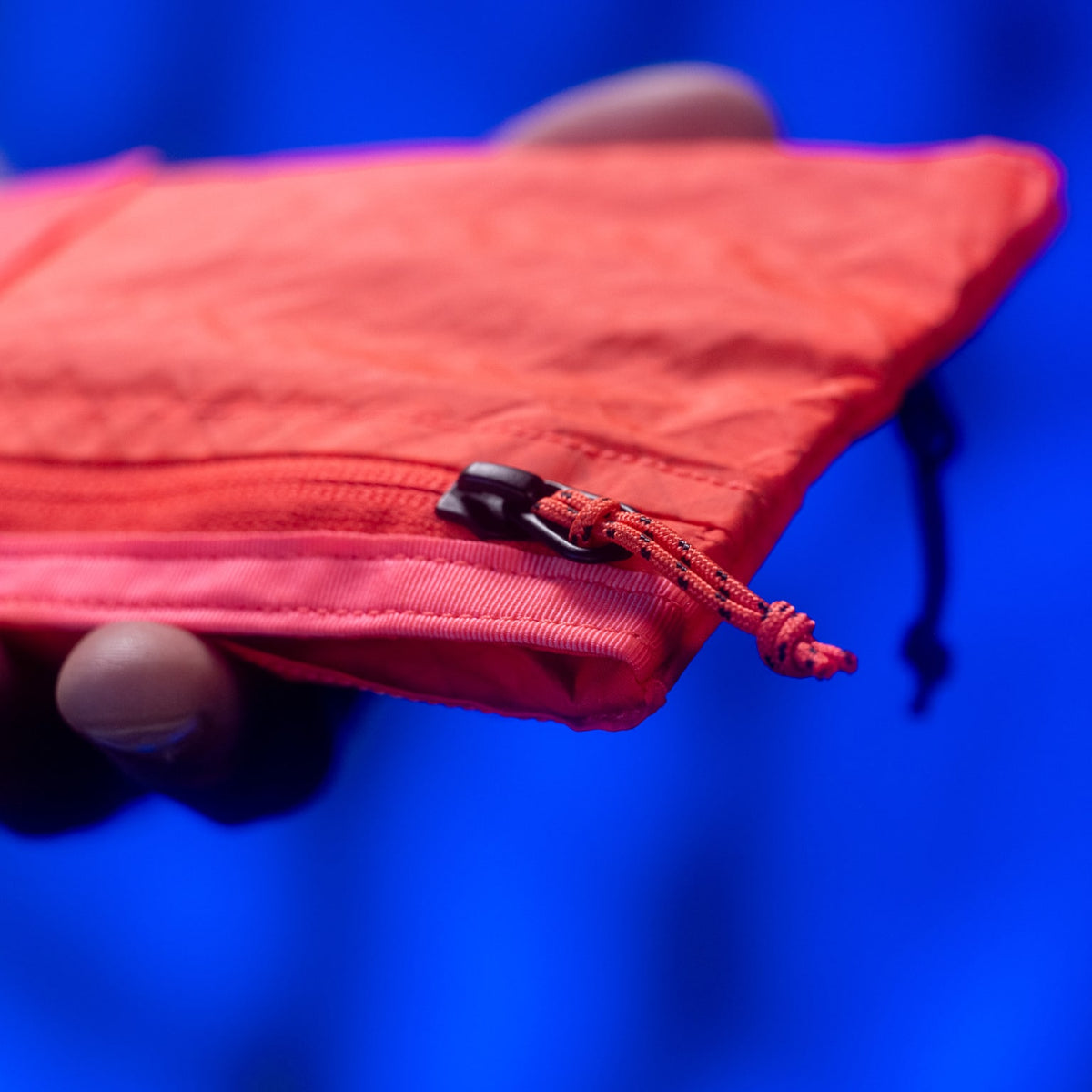CIVIC Flat Pouch - CFP - in Electric Coral - polycord zipper with tracer yarn of ULTRA fiber