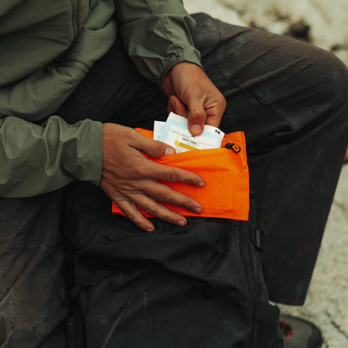 CIVIC Flat Pouch Hot Orange First Aid Kit in Hand  CIVIC Flat Pouch Hot Orange First Aid Kit in Hand  [13022a-HTO