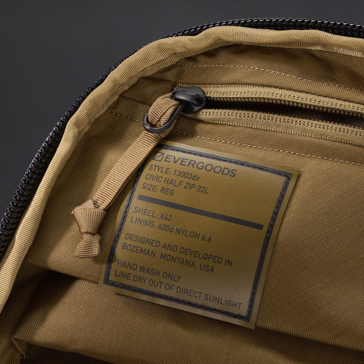 CIVIC Half Zip 22L - CHZ22 - Black and Coyote Brown - X-Pac - style label