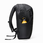 CIVIC Half Zip 26l in Solution Dyed Black - side view with water bottle CIVIC Half Zip 26l in Solution Dyed Black - side view with water bottle [13005d-SBK