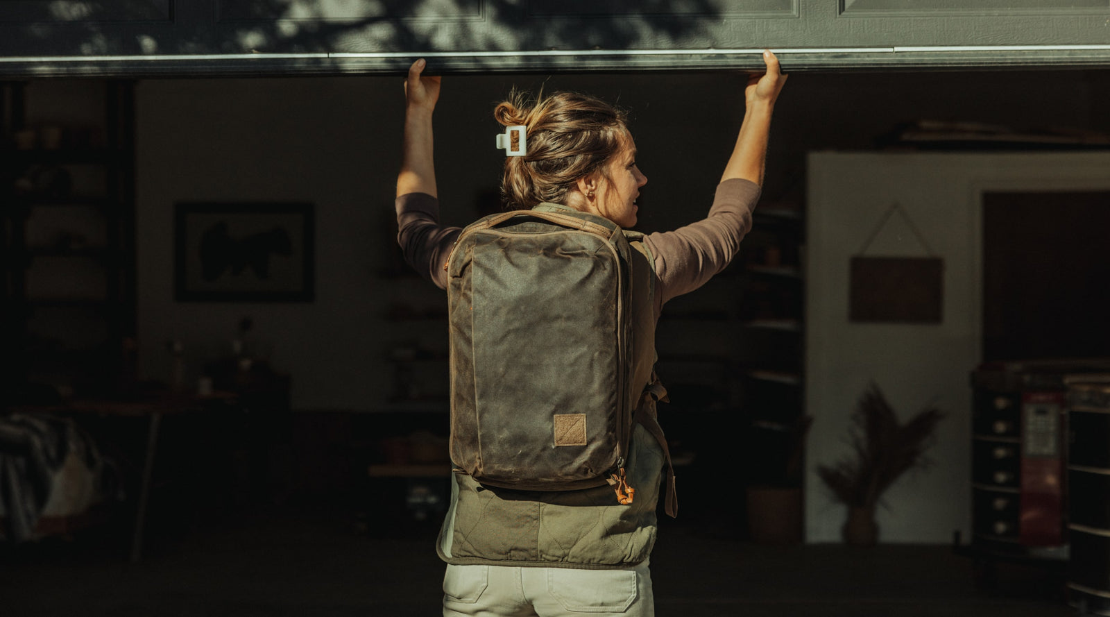 CIVIC PANEL LOADER 16L in Waxed Tan - Canvas - Halley Stevensons Textile