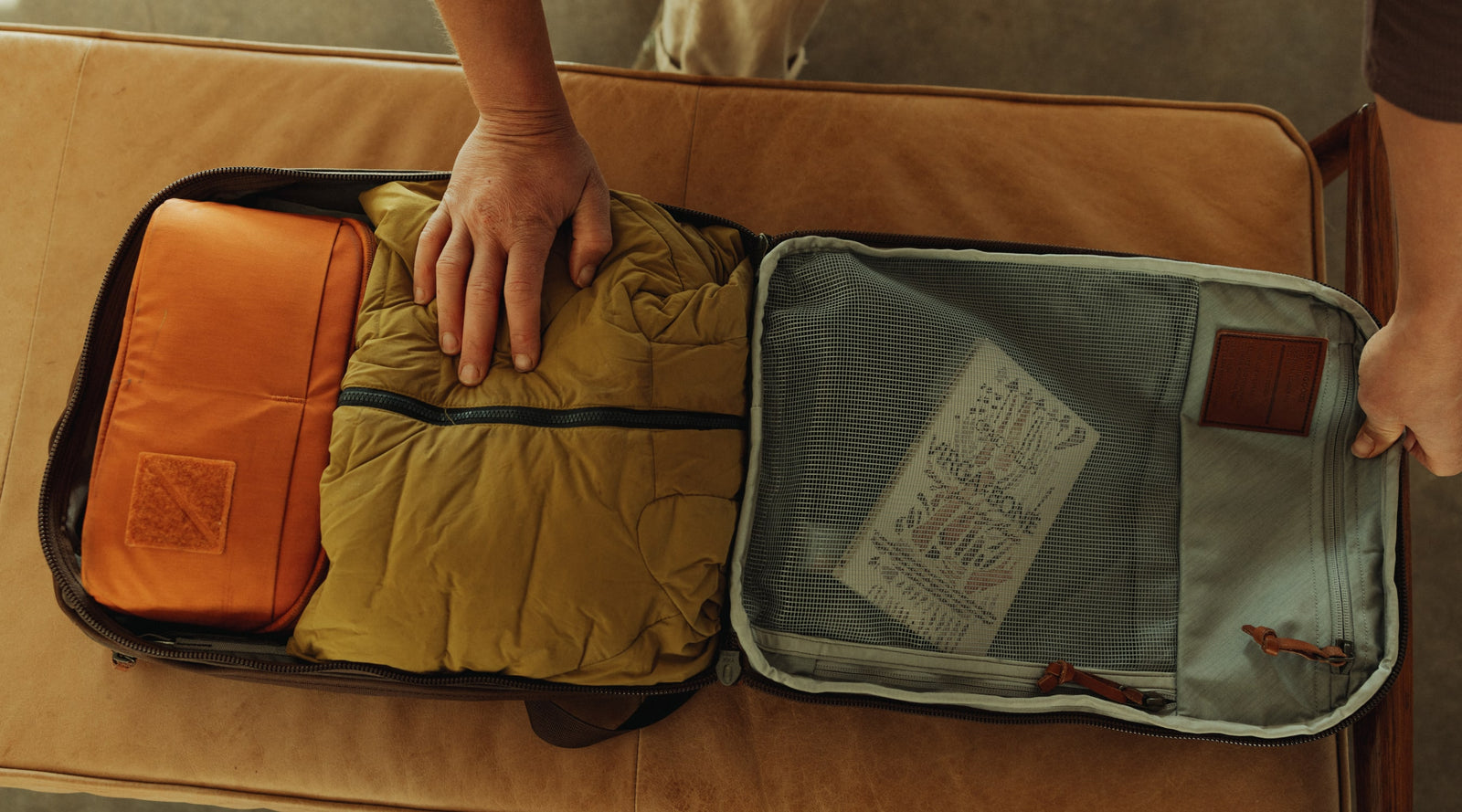 CIVIC PANEL LOADER 16L in Waxed Tan - Canvas - Panel Loading with Standard Gray internal lining