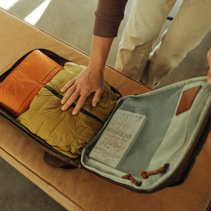 CIVIC Panel Loader 16L in waxed tan - packed loadout clamshell