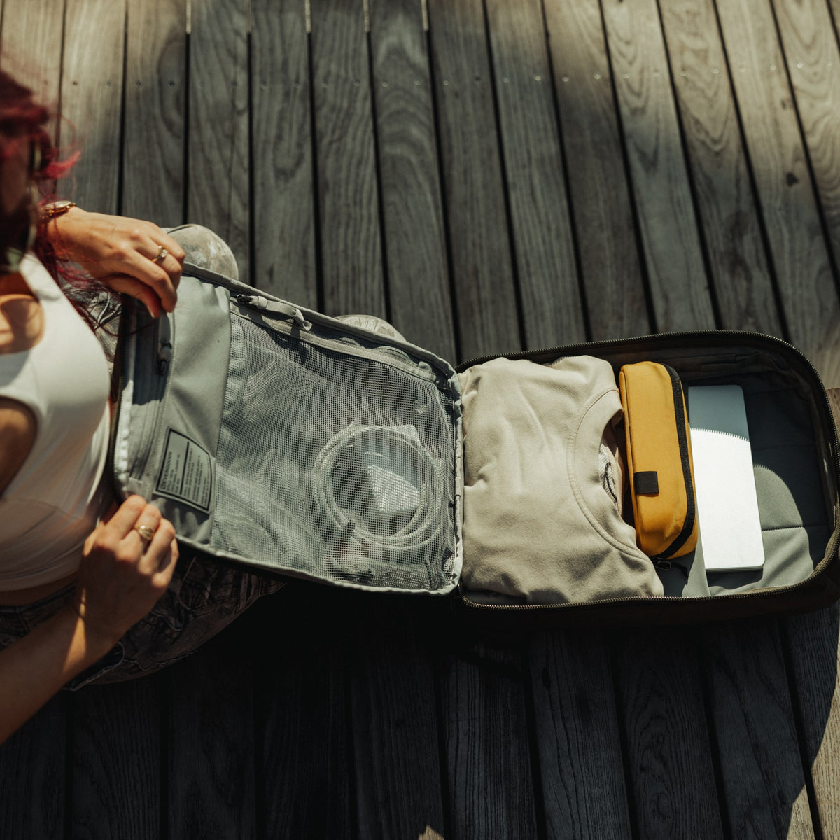 CIVIC Panel Loader 16L CPL16 in OD Green - panel loading opening loadout on wooden deck