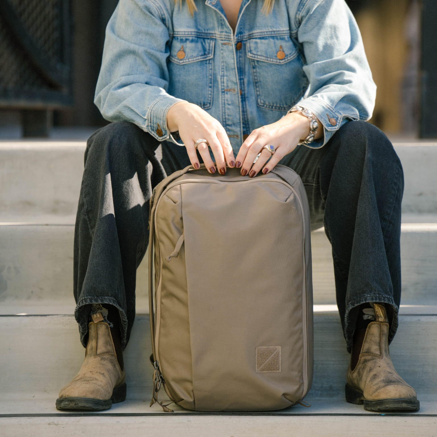 CIVIC Panel Loader 24L in Fossil Brown - backpack front profile