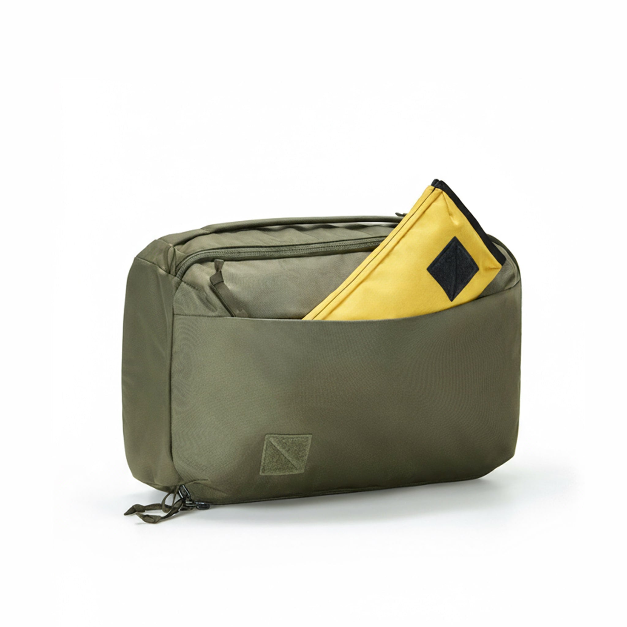 CIVIC Panel Loader 24L CPL24 in OD Green - side access pocket with CIVIC access pouch 1l fitting inside.  [13001c-ODG]